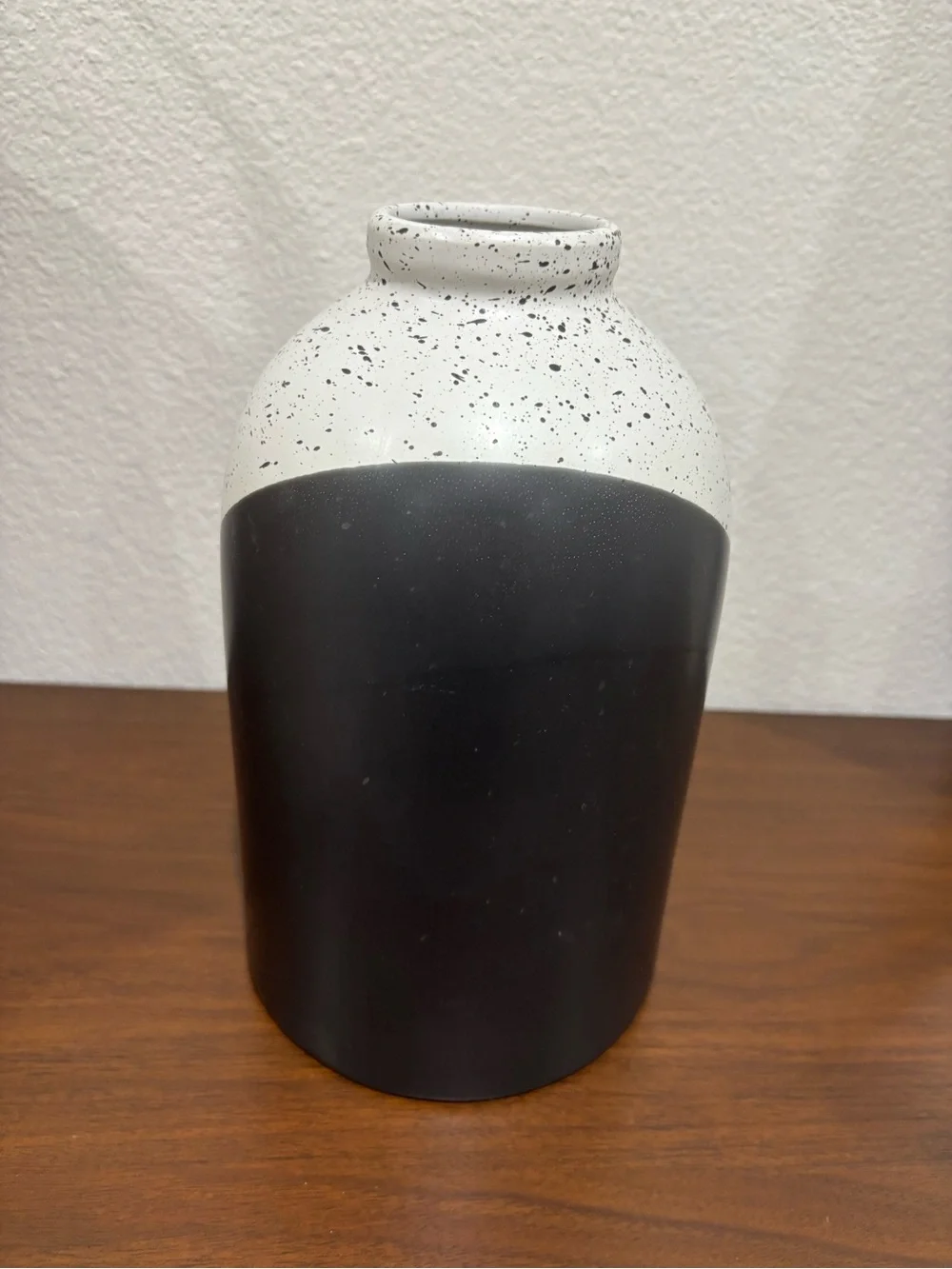 Minimalist Black and White Speckled Ceramic Vase - Home Accents